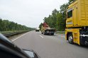 LKW umgestuerzt A 1 Rich Saarbruecken P264